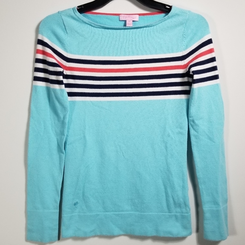 Lilly Pulitzer Maria Boatneck Striped Sweater Size Extra Small